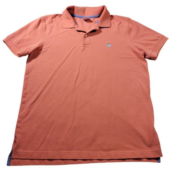 Brooks Brothers Polo Shirt Mens Large Orange Blue Sheep Preppy Short Sleeve Golf - Picture 1 of 7